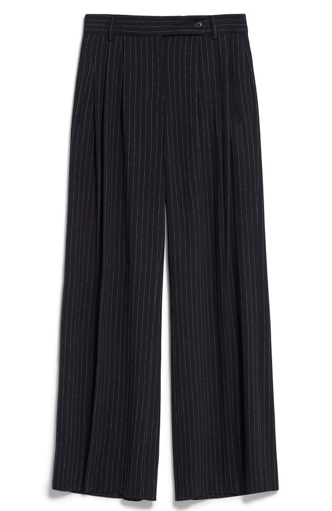 ARMEDANGELS Kaayua broek pinstripe oat night sky voor dames | Sophie Stone