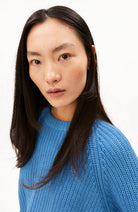 ARMEDANGELS rib trui skylight blauw van biologisch katoen en wol dames | Sophie Stone