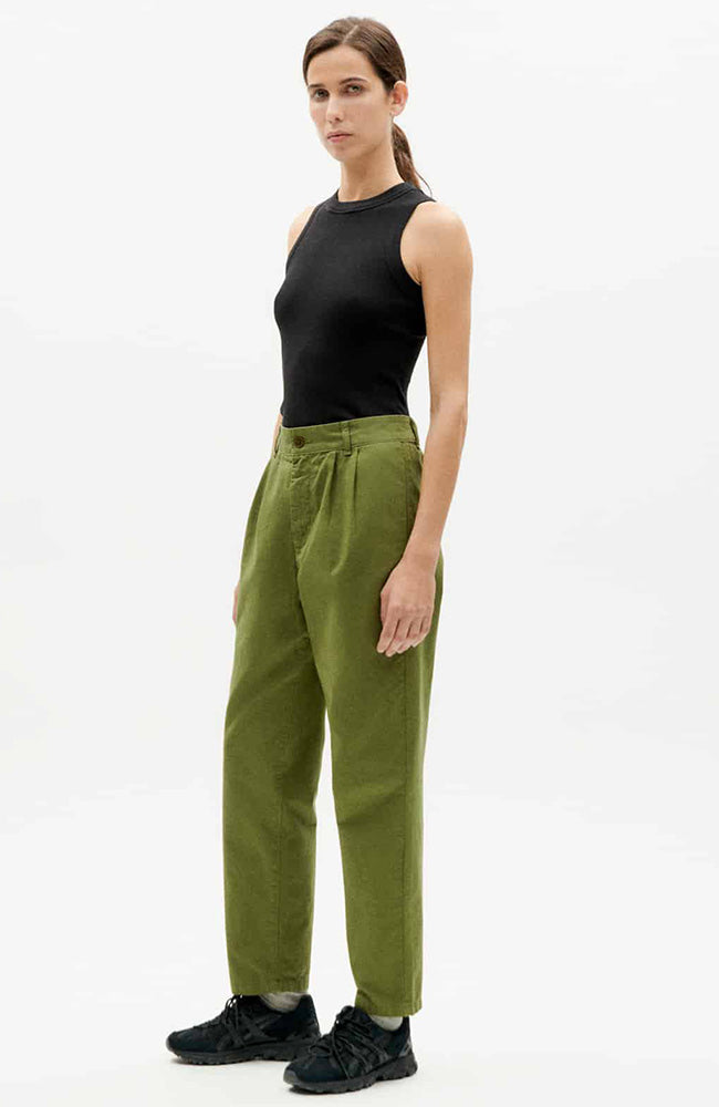 Thinking MU Rina pants groen van hemp, katoen en Lyocell | Sophie Stone