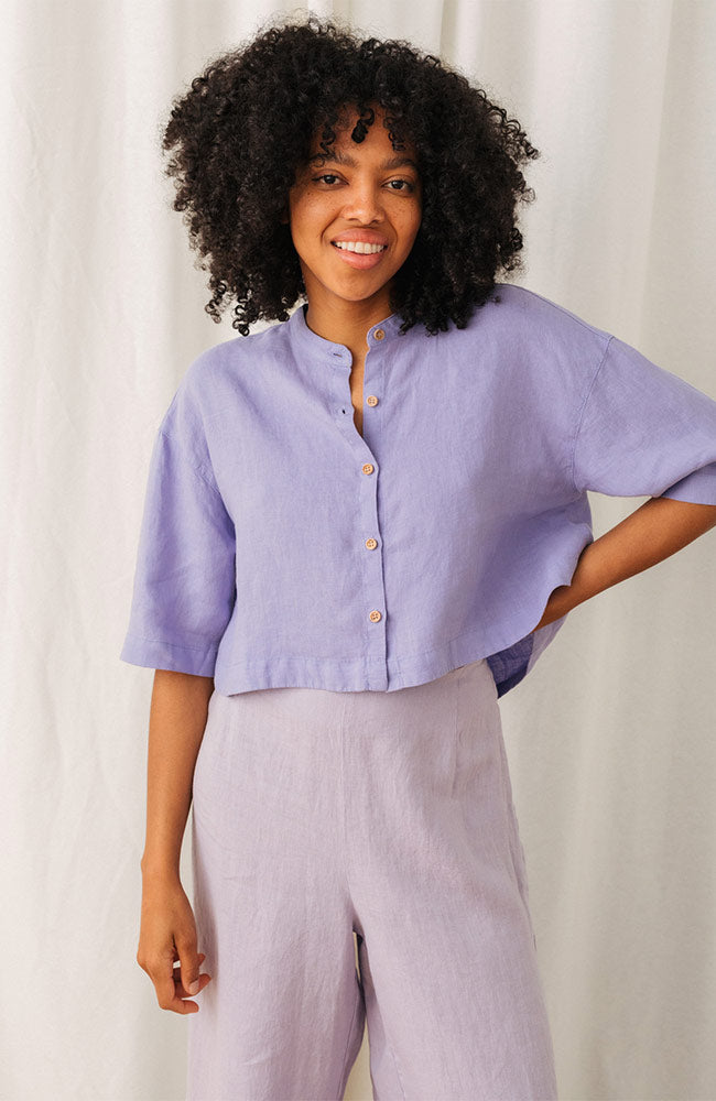 TWOTHIRDS Sandon blouse purple in linen for women | Sophie Stone