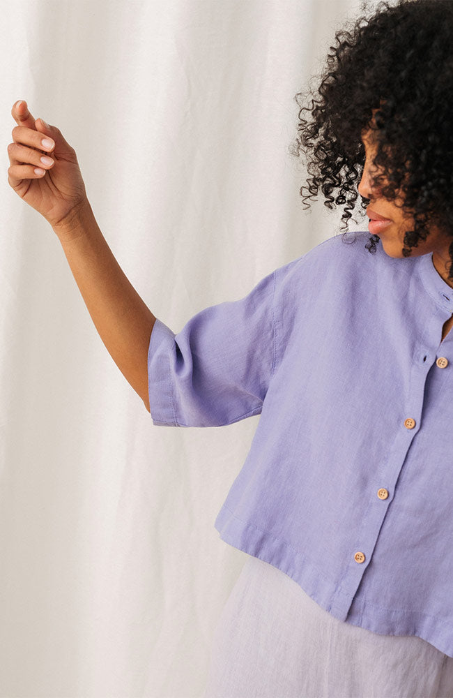 TWOTHIRDS Sandon blouse purple in linen for women | Sophie Stone