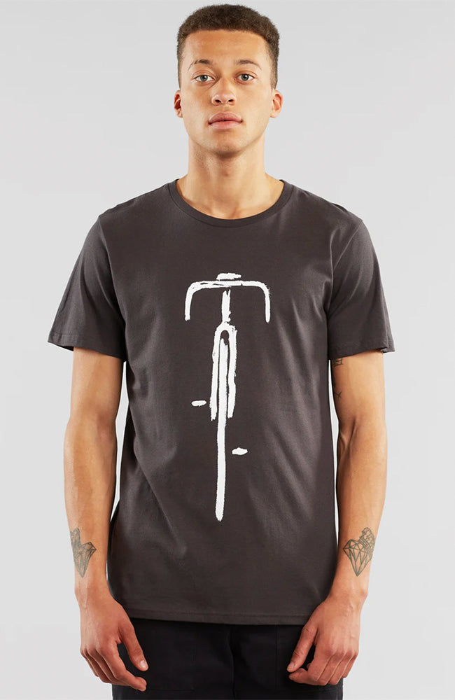 Dedicated Stockholm bike front charcoal t-shirt from organic cotton men | Sophie Stone