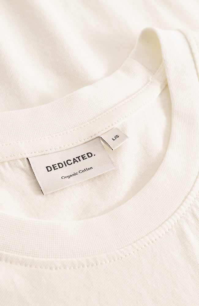 Dedicated Stockholm cheers off white organic cotton t-shirt | Sophie Stone