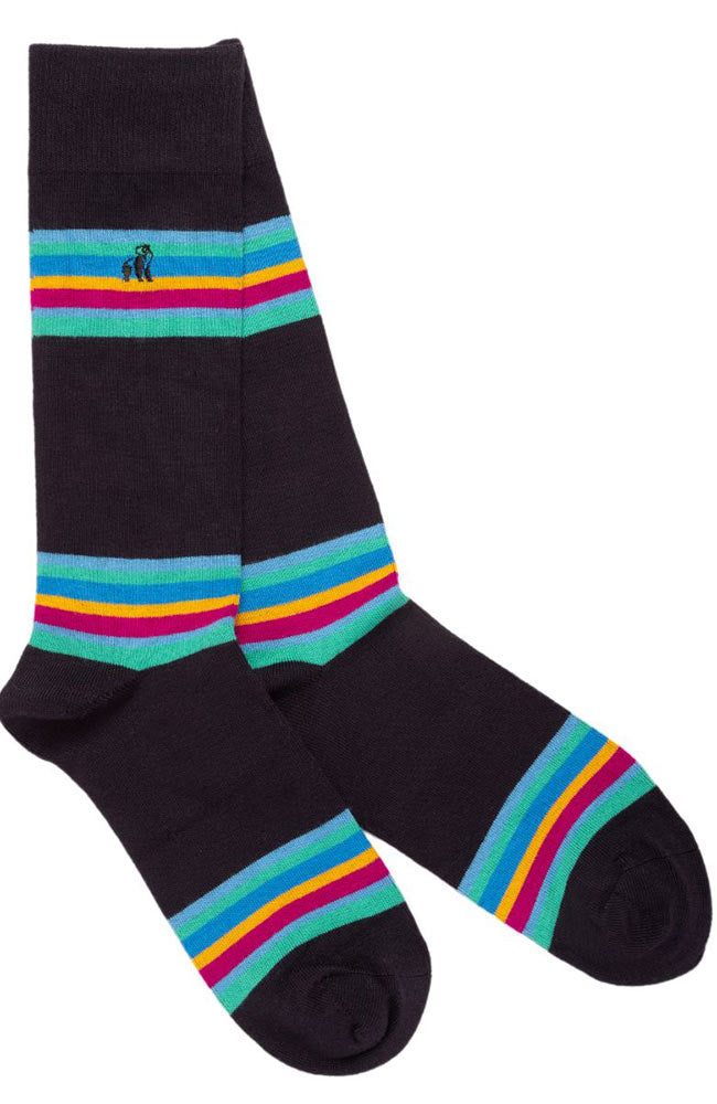 Swole Panda Navy bold striped sokken | Sophie Stone