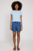 MAZINE T-Shirt mit Krawatten-Detail, blau, aus Bio-Baumwolle, Damen | Sophie Stone