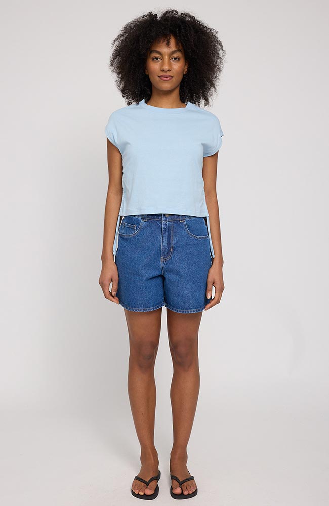 MAZINE T-Shirt mit Krawatten-Detail, blau, aus Bio-Baumwolle, Damen | Sophie Stone