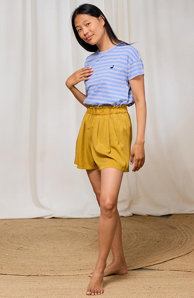 TWOTHIRDS Tarida t-shirt blue stripes made from organic cotton for women | Sophie Stone