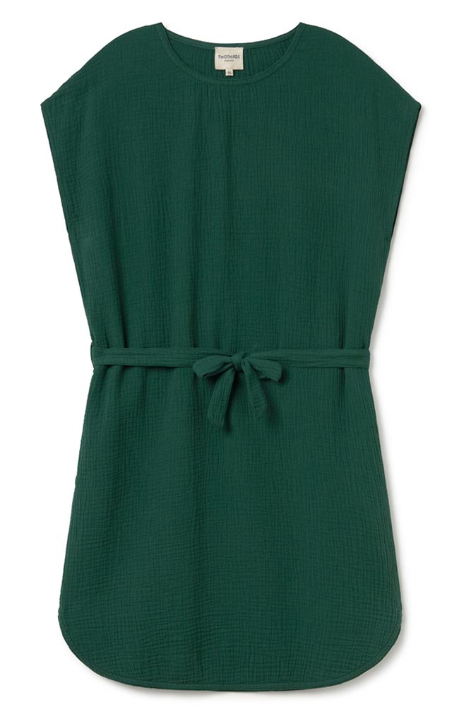 TWOTHIRDS Mwali dress green made from organic cotton for women | Sophie Stone