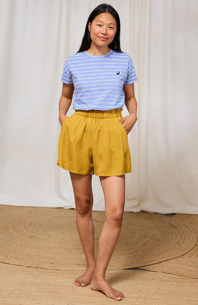 TWOTHIRDS Tarida t-shirt blue stripes made from organic cotton for women | Sophie Stone