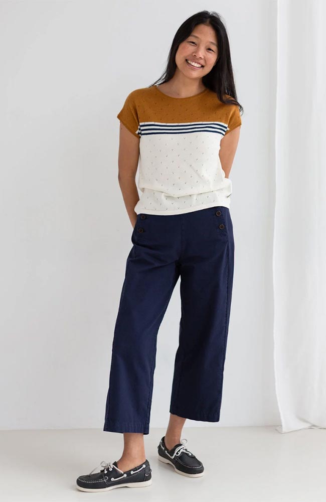 TWOTHIRDS Mariolu top ecru mustard made from organic cotton for women | Sophie Stone