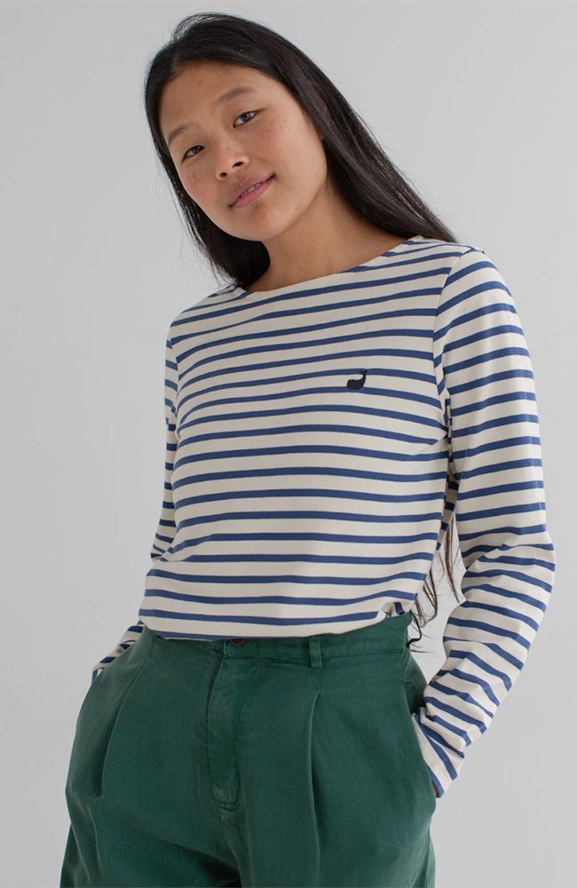 TWOTHIRDS Martinica long sleeve blue white organic cotton for women | Sophie Stone