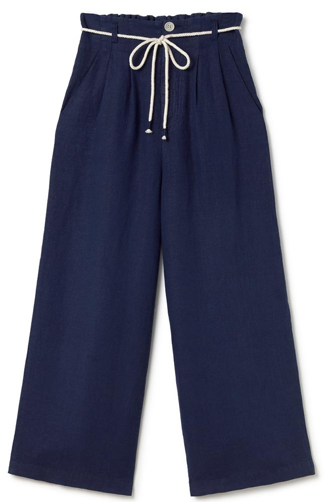 TWOTHIRDS Sanvito dark blue linen pants for women | Sophie Stone
