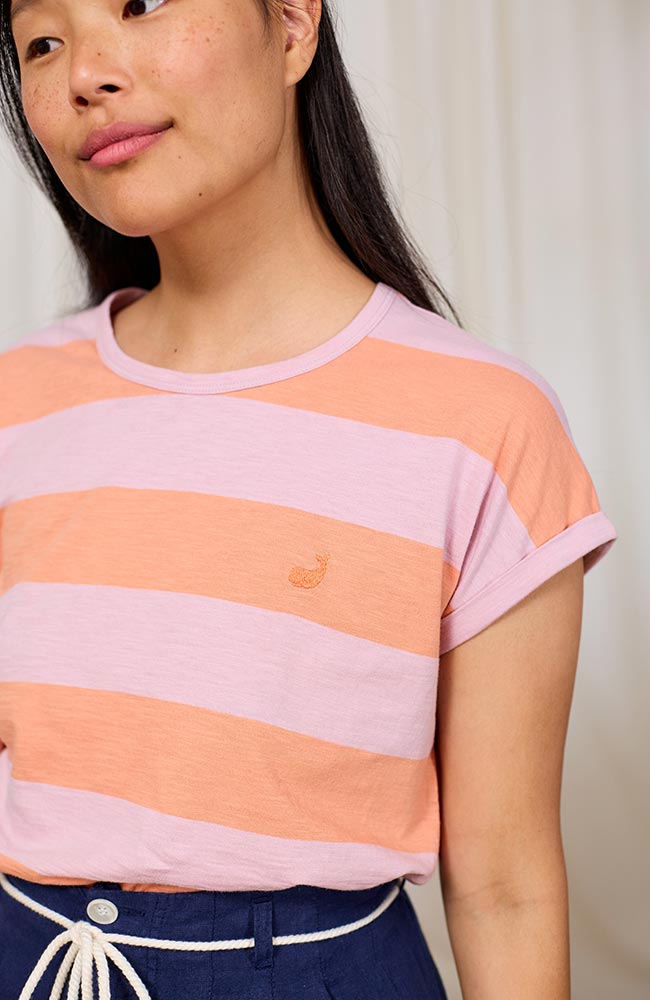 TWOTHIRDS Santandria T-shirt orange pink organic cotton for women | Sophie Stone