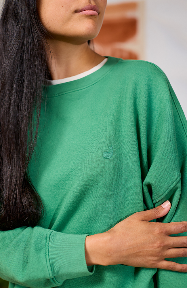 TWOTHIRDS Niza sweater green organic cotton for women | Sophie Stone