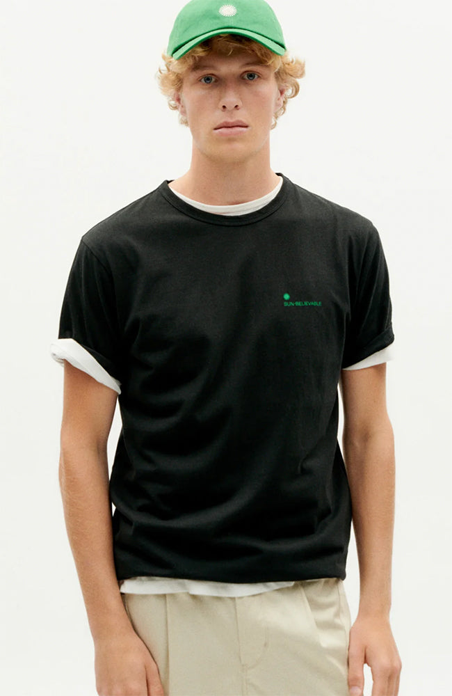 Thinking Mu Sun believable t-shirt black from organic cotton men | Sophie Stone