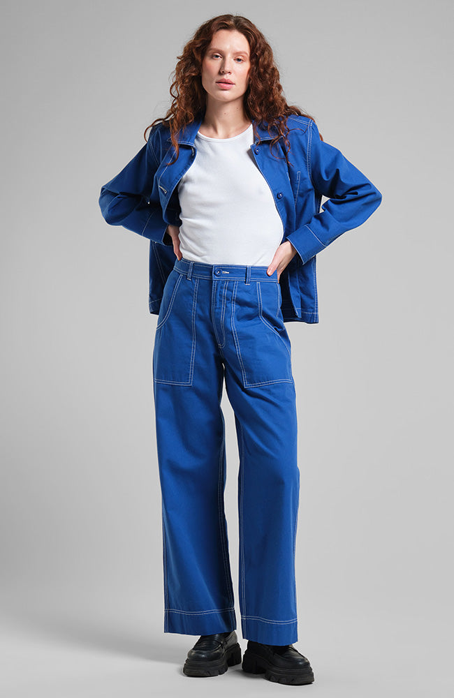 Dedicated Vara workwear pants surf blue from organic cotton ladies | Sophie Stone