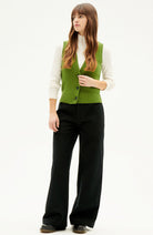 Thinking MU Parrot green ginger knitted vest duurzaam | Sophie Stone