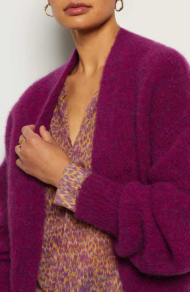 Alchemist Cardigan Louiza purple van biologische wol | Sophie Stone