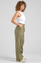 Dedicated Vickleby pants leaf green made of linen for women | Sophie Stone