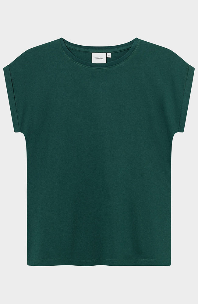 Dedicated Visby base t-shirt dark green biologisch katoen dames | Sophie Stone