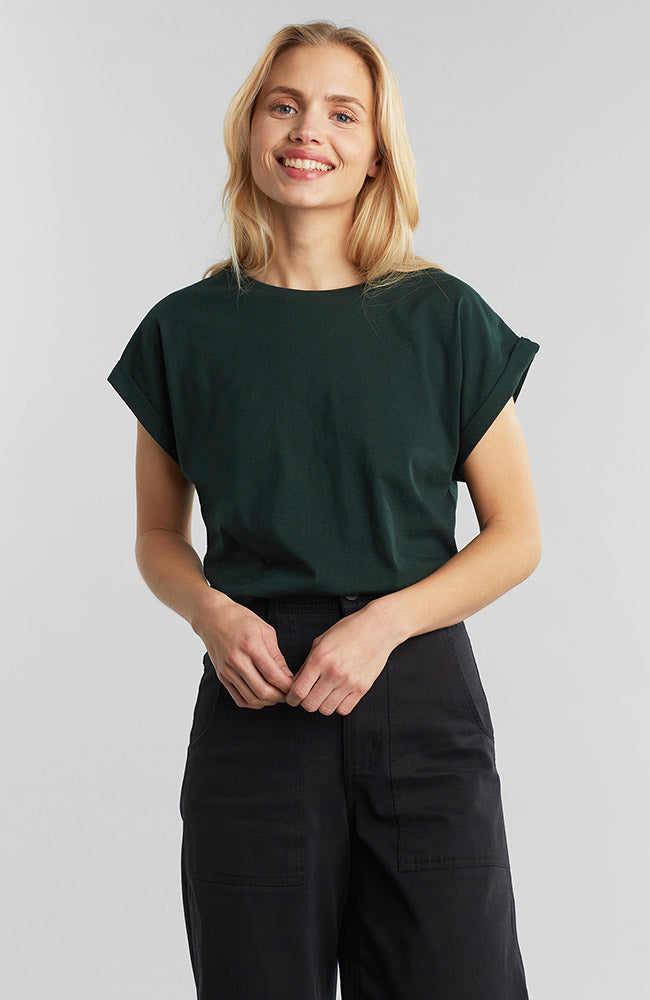 Dedicated Visby base t-shirt dark green bio katoen dames | Sophie Stone