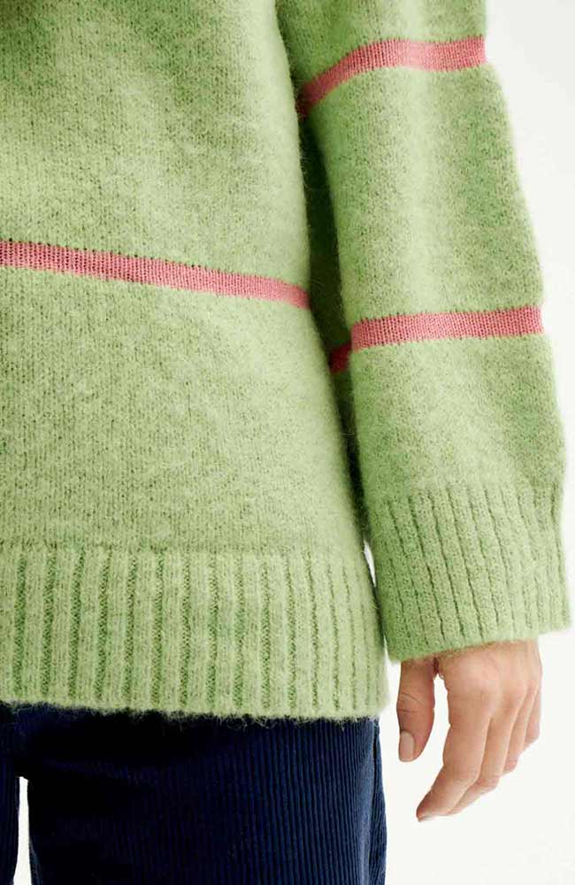 Thinking Mu Madi Streepjes trui groen gemaakt van fijne alpaca wol | Sophie Stone