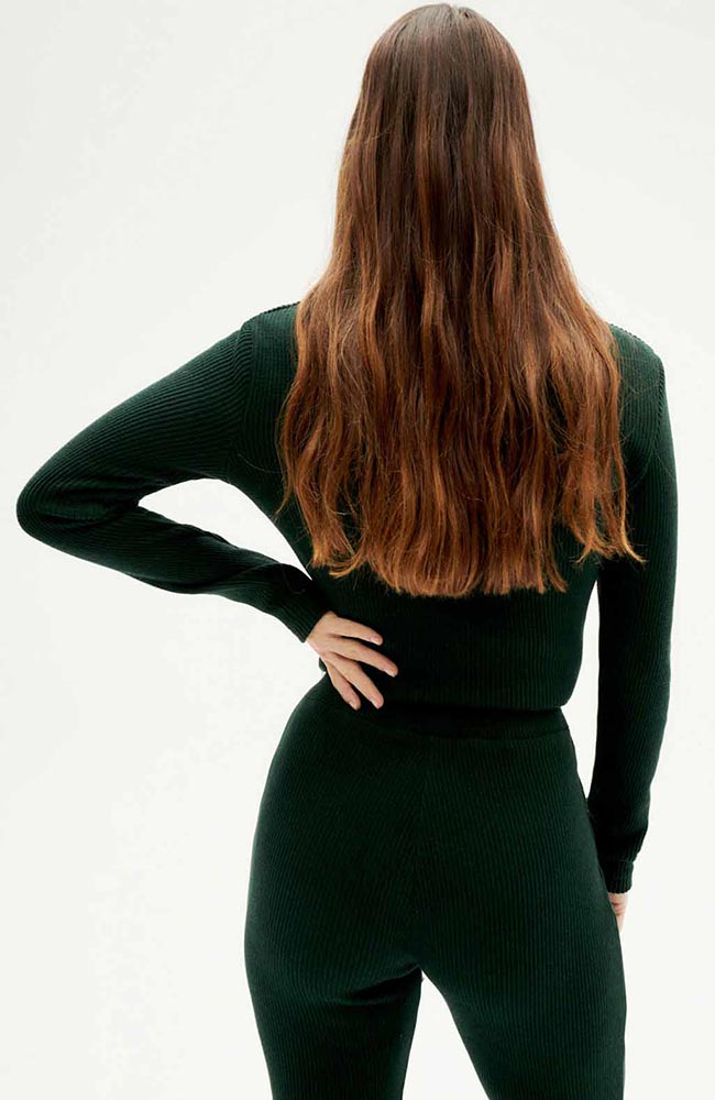 Thinking MU Ivy knitted top donker green van o.a. biologisch katoen | Sophie Stone