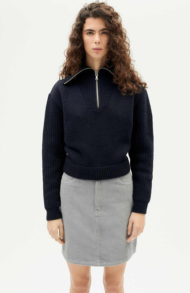 Thinking MU Navy tanit knitted wool sweater for women | Sophie Stone