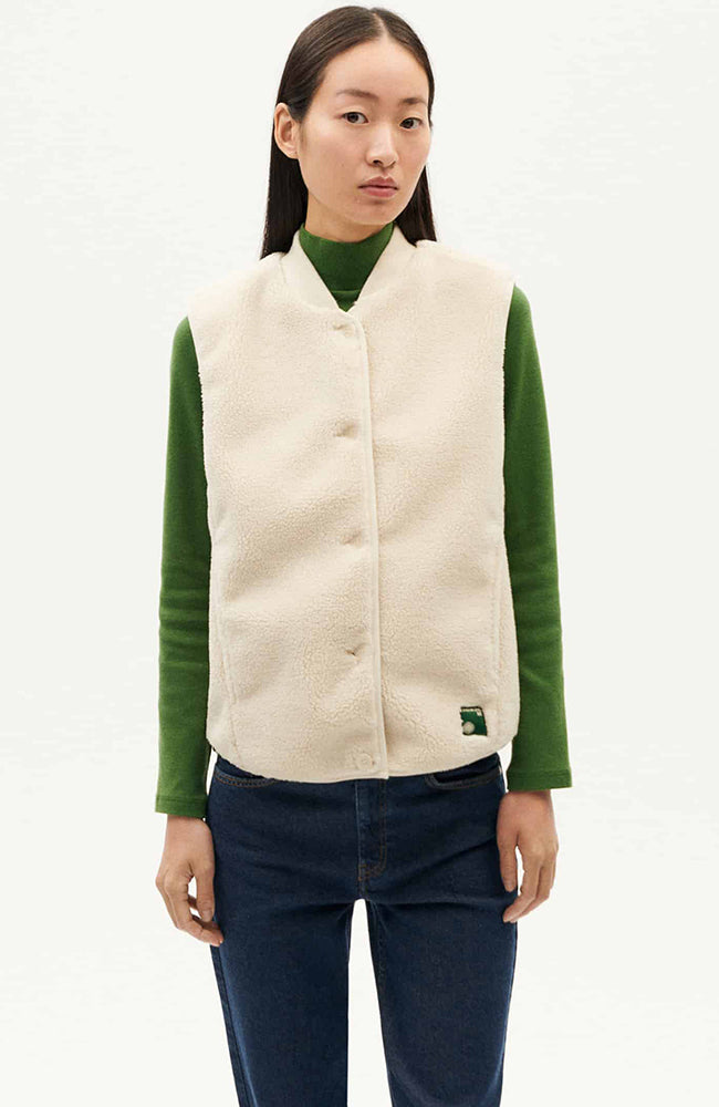 Thinking MU Ivory jay bodywarmer off-white van gerecycled polyester dames | Sophie Stone