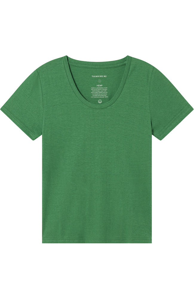 Thinking MU Regina t-shirt clover green van biologisch katoen hennep voor dames | Sophie Stone