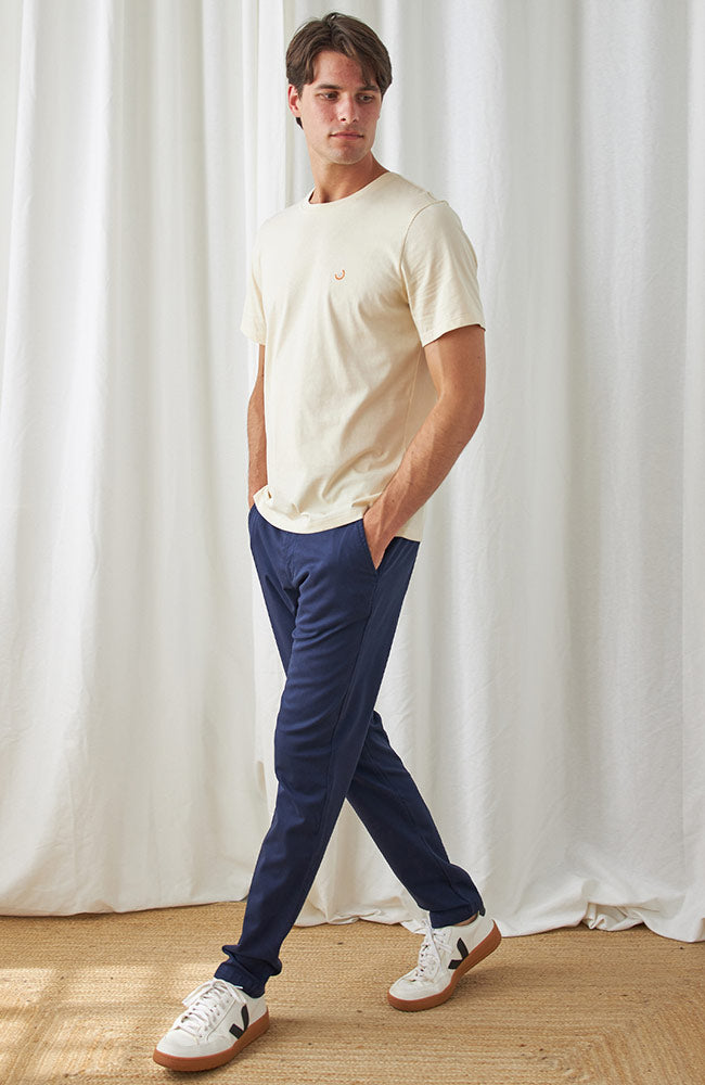 TWOTHIRDS Yapes chino navy blue from natural materials for men | Sophie Stone