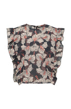 Lanius blouse ruches bloom onyx zwart wit biologisch katoen voor vrouwen | Sophie Stone
