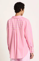 Lanius Blouse streep roze en geel dames van bio katoen dames | Sophie Stone
