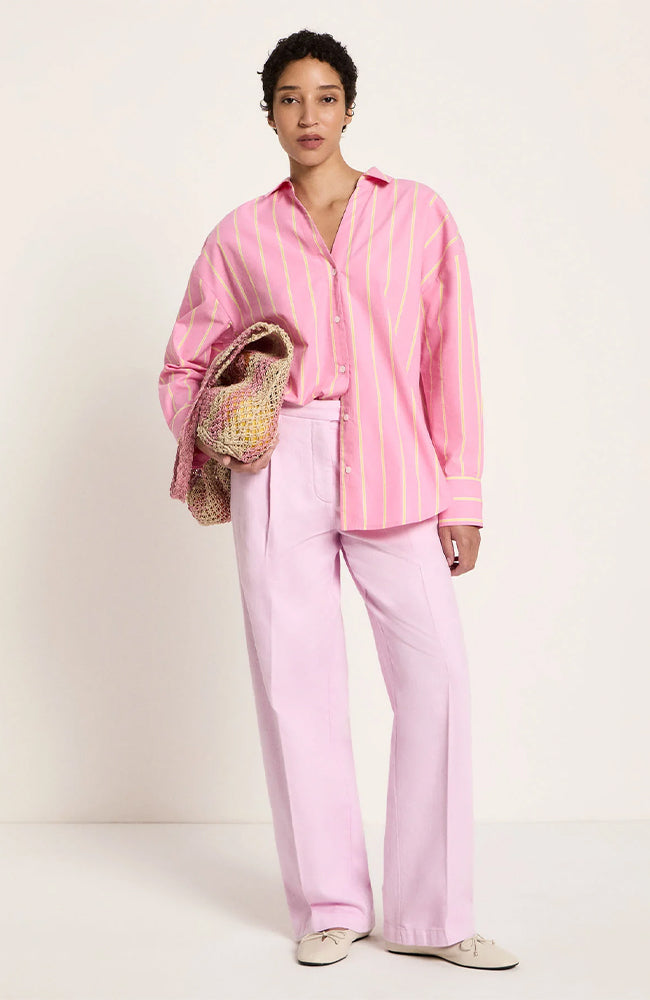 Lanius Blouse strepen roze en geel dames van biologisch katoen dames | Sophie Stone