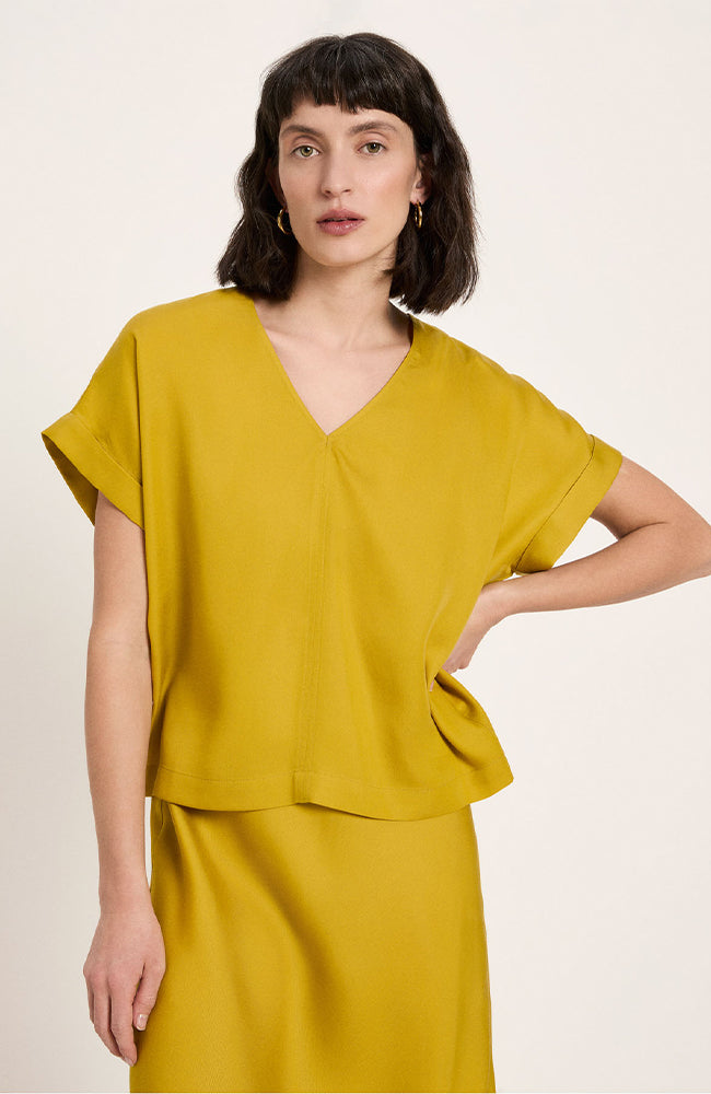 Lanius blouse dark kiwi van TENCEL voor vrouw | Sophie Stone