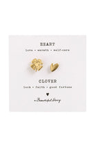 A Beautiful Story Hart en Klaver broche set goud | Sophie Stone