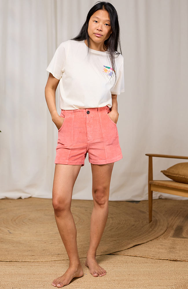 TWOTHIRDS Cockatoo rib shorts pink organic cotton for women | Sophie Stone