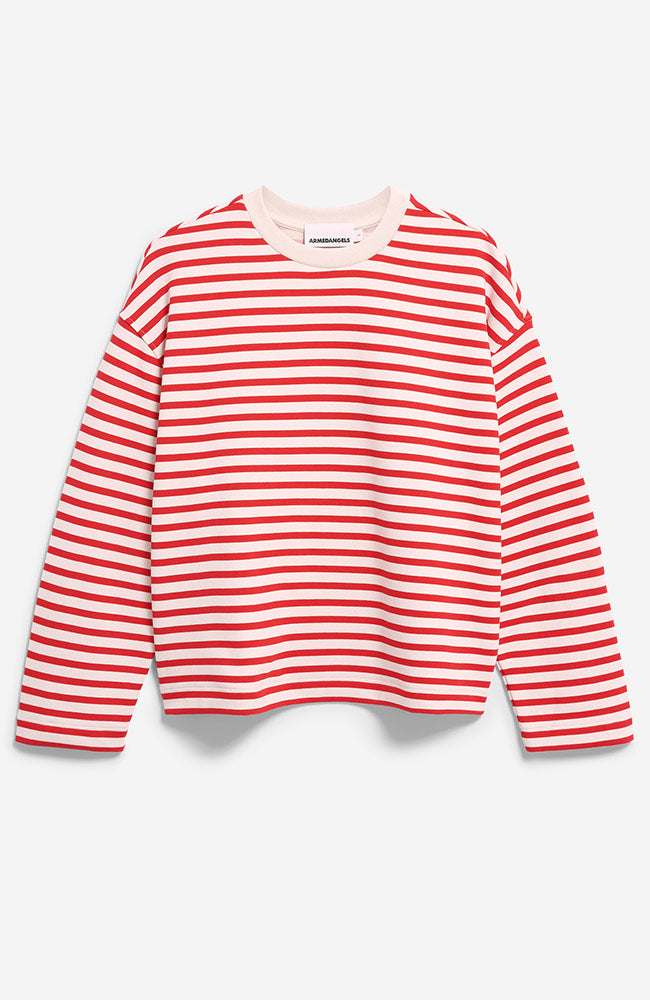 ARMEDANGELS Frankaa stripe sweater mars red organic cotton women | Sophie Stone