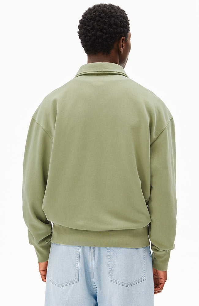 ARMEDANGELS Troyer sweatshirt fatigue green washed organic cotton men's | Sophie Stone