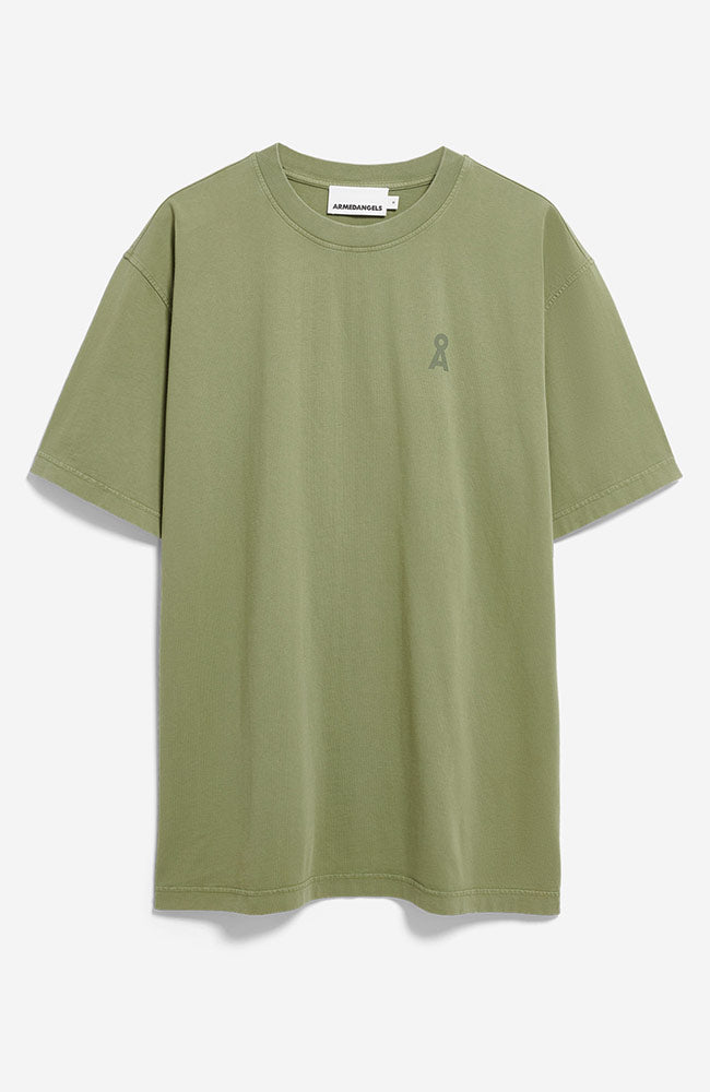 ARMEDANGELS Maarkos fatigue green washed t-shirt organic cotton men's | Sophie Stone