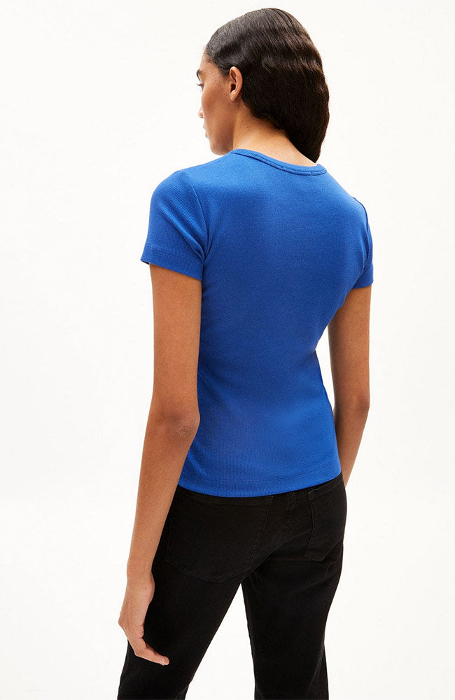 ARMEDANGELS Kardaa t-shirt dynamo blue van biologisch katoen voor dames | Sophie Stone