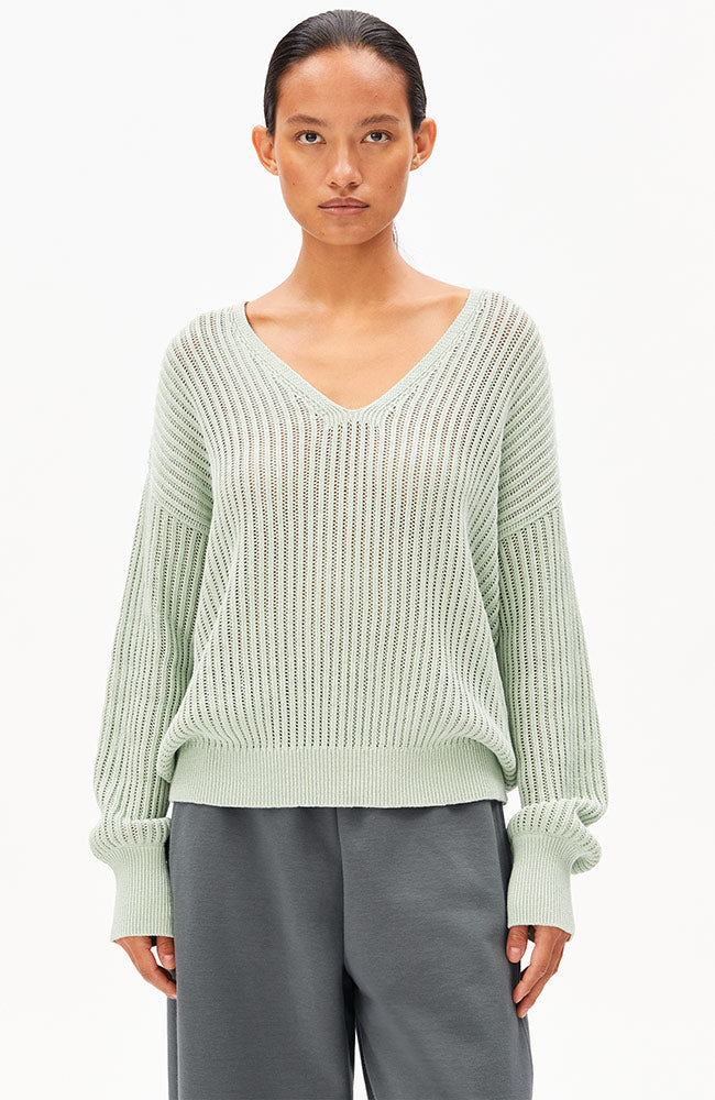 ARMEDANGELS Strickpullover aus Leinenmischung, schaumgrün, Damen | Sophie Stone