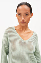 ARMEDANGELS Strickpullover aus Leinenmischung, schaumgrün, Bio-Baumwolle, Damen | Sophie Stone