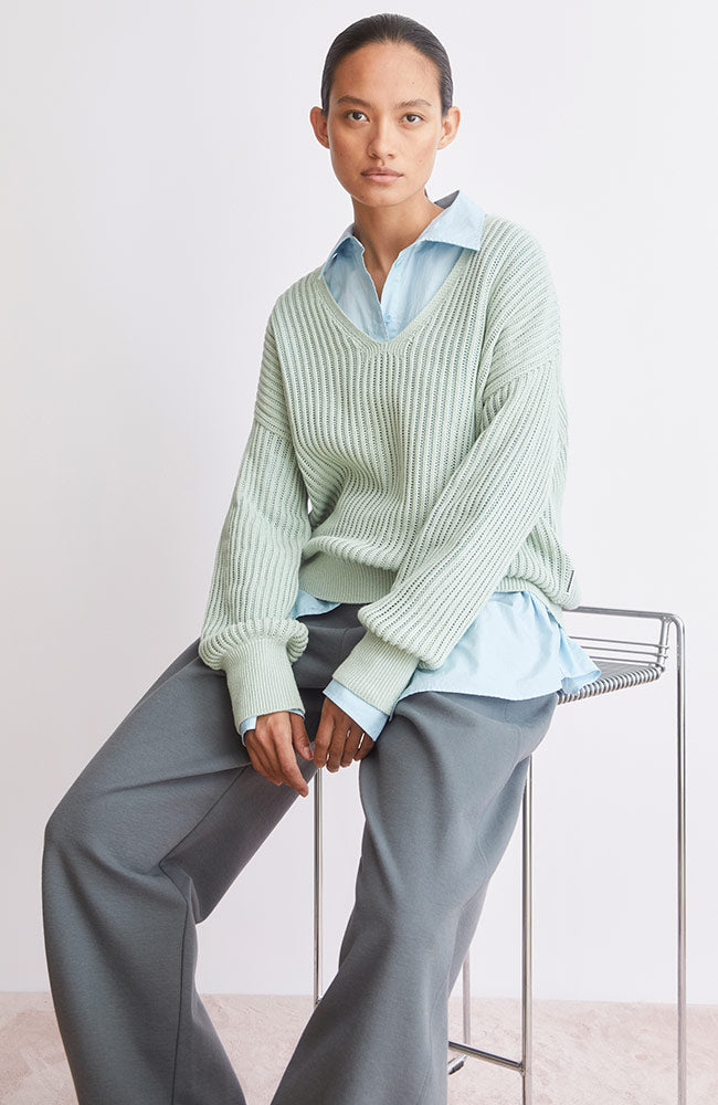 ARMEDANGELS Strickpullover aus Leinenmischung in Schaumgrün für Damen | Sophie Stone