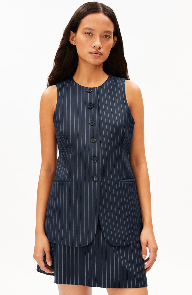 ARMEDANGELS Long pin stripe vest van viscose voor vrouw | Sophie Stone