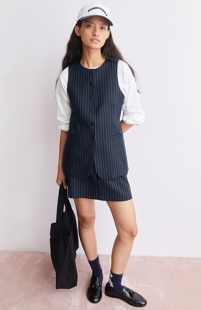 ARMEDANGELS Long pin stripe vest van viscose voor dames | Sophie Stone