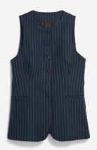 ARMEDANGELS Long krijt streep vest van viscose voor dames | Sophie Stone