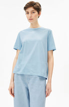 ARMEDANGELS Luaala t-shirt blue glow biologisch katoen dames | Sophie Stone