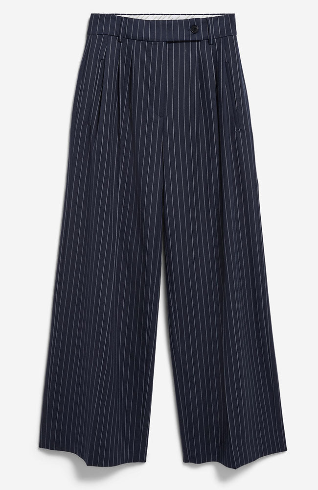ARMEDANGELS Kaayua broek pinstripe oat night sky van Ecovero voor vrouw | Sophie Stone