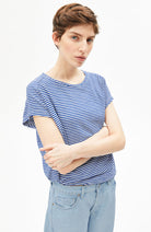 ARMEDANGELS Slub stripe blauw van bio cotton voor dames | Sophie Stone